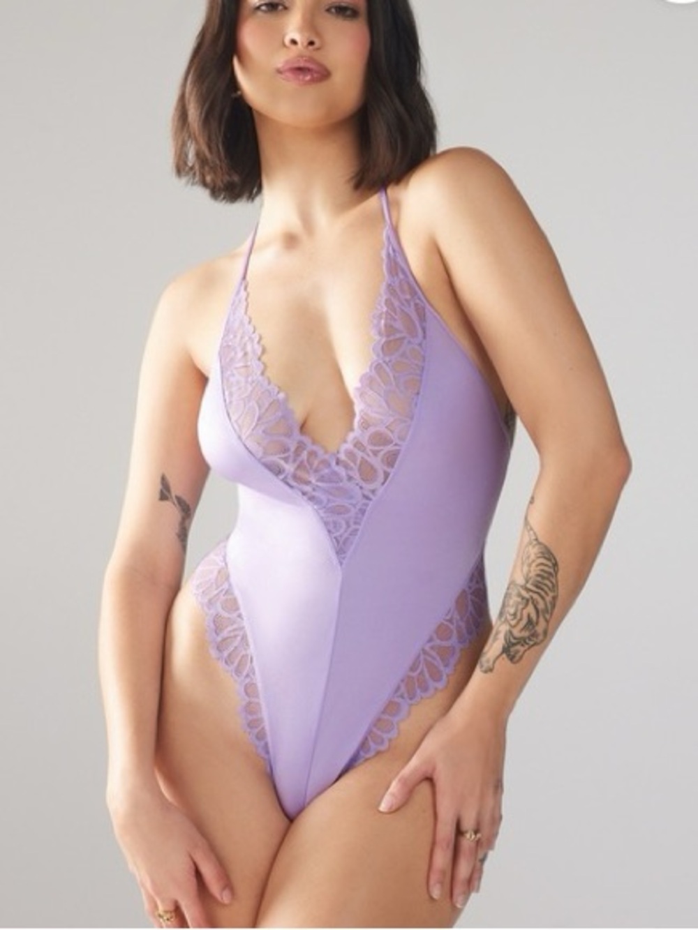 Savage x Fenty XS Lace Trim Lavender Bodysuit